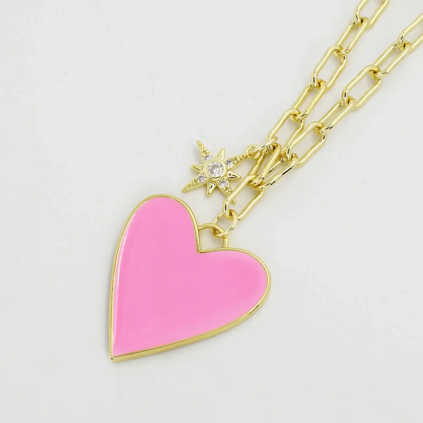 Heart / Star Necklace - Pink details
