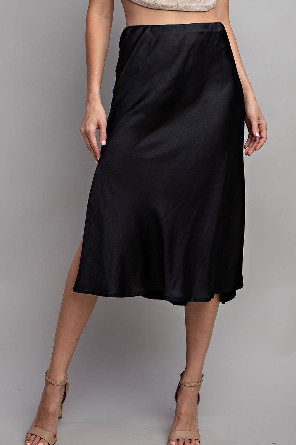 Satin Midi Skirt - Black product