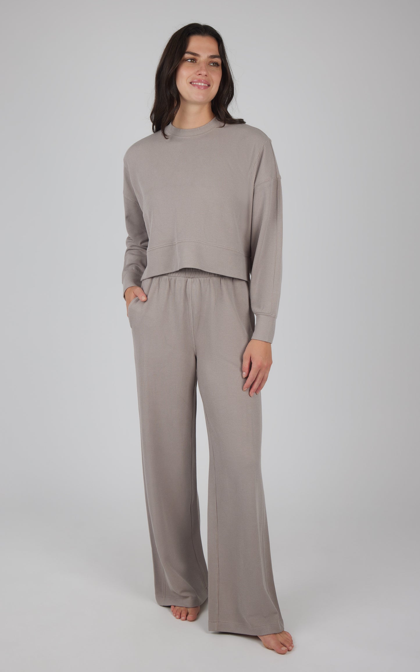 Scuba Ribbed Set - Mocha front