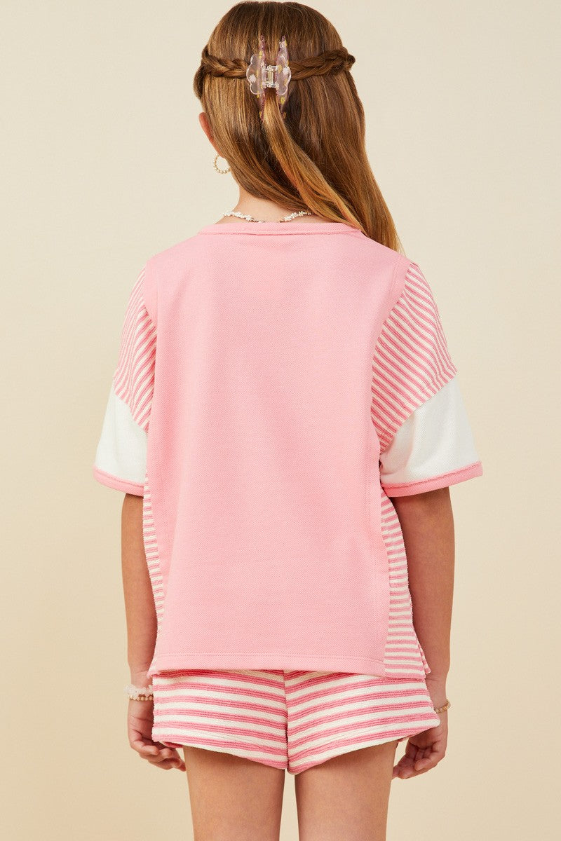 Girls' Pink & White Striped Lounge Set