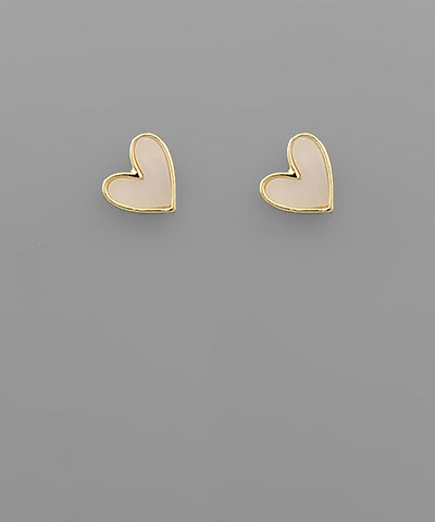 Sideway Heart Studs - Light Pink