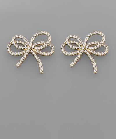 Crystal Ribbon Bow Studs