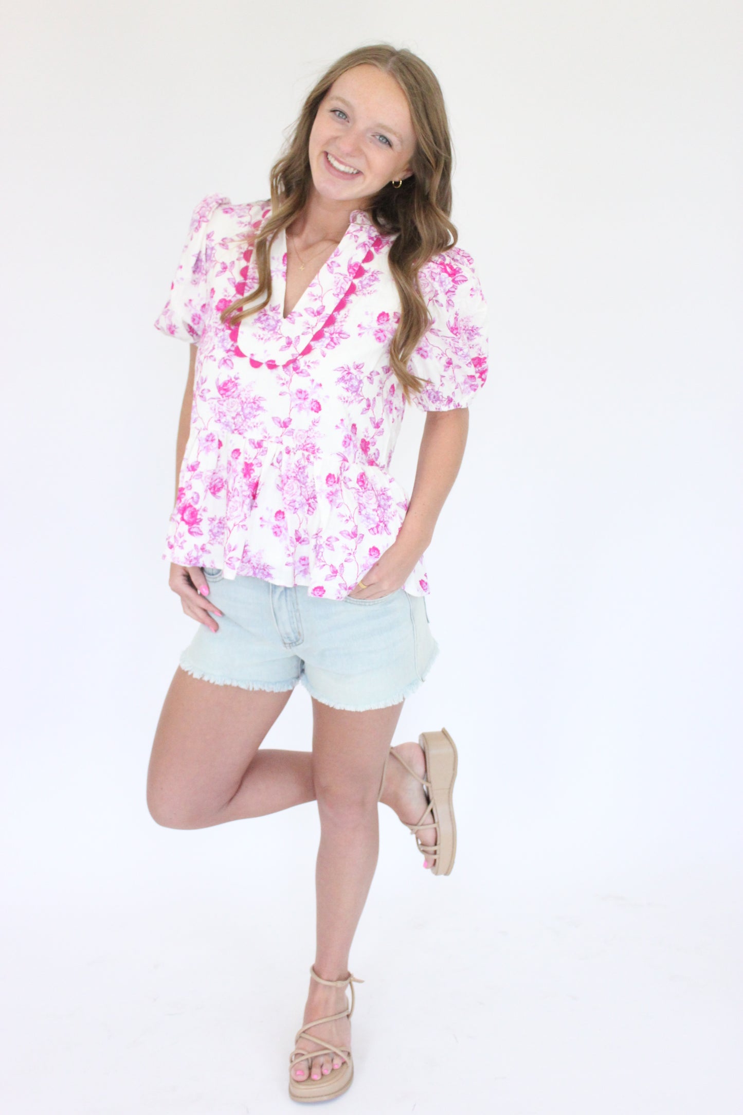 Southern Breeze Peplum Top - Purple Leg Up