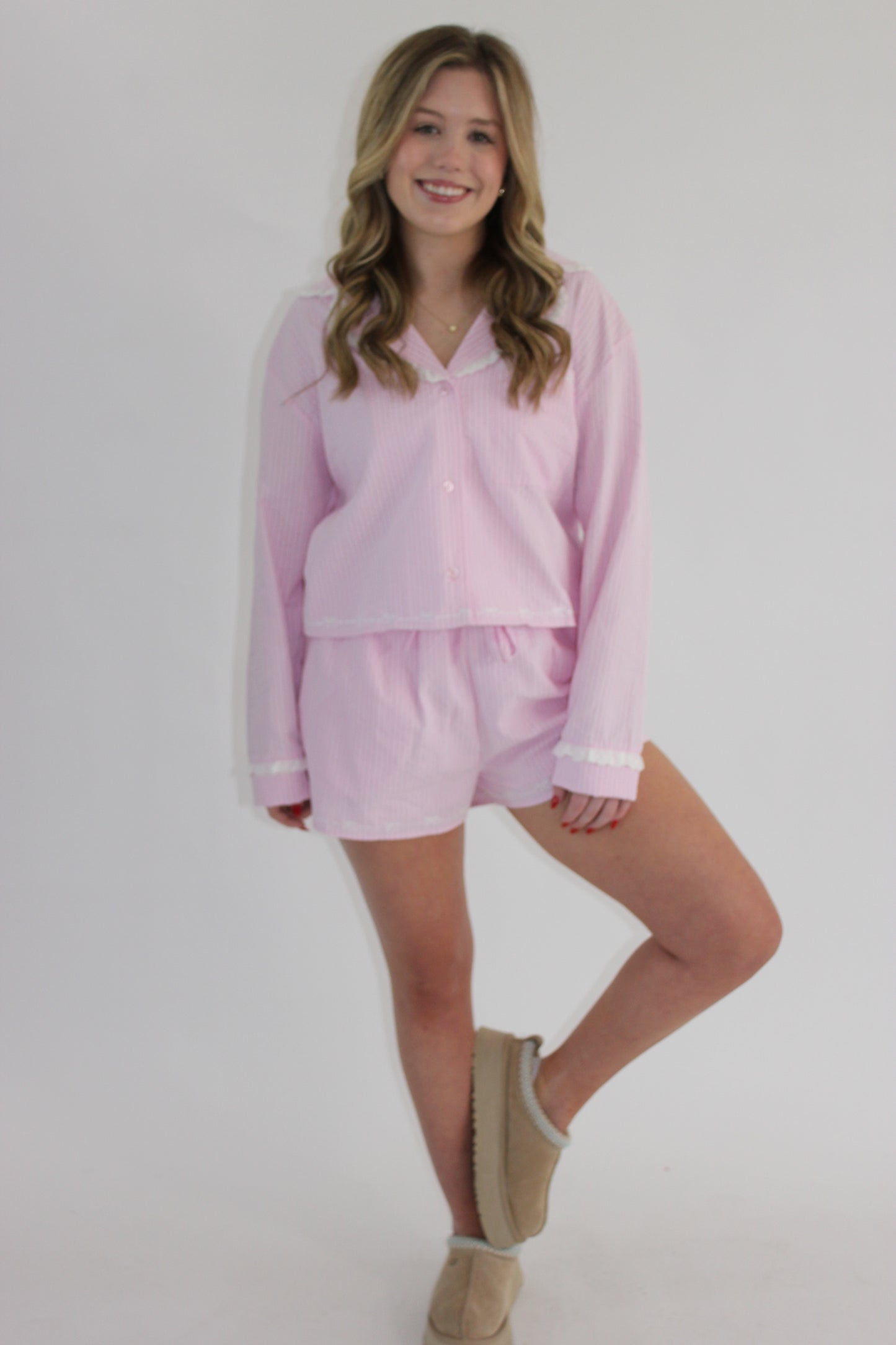 Kamdyn Pajama Set - Lt Pink Details