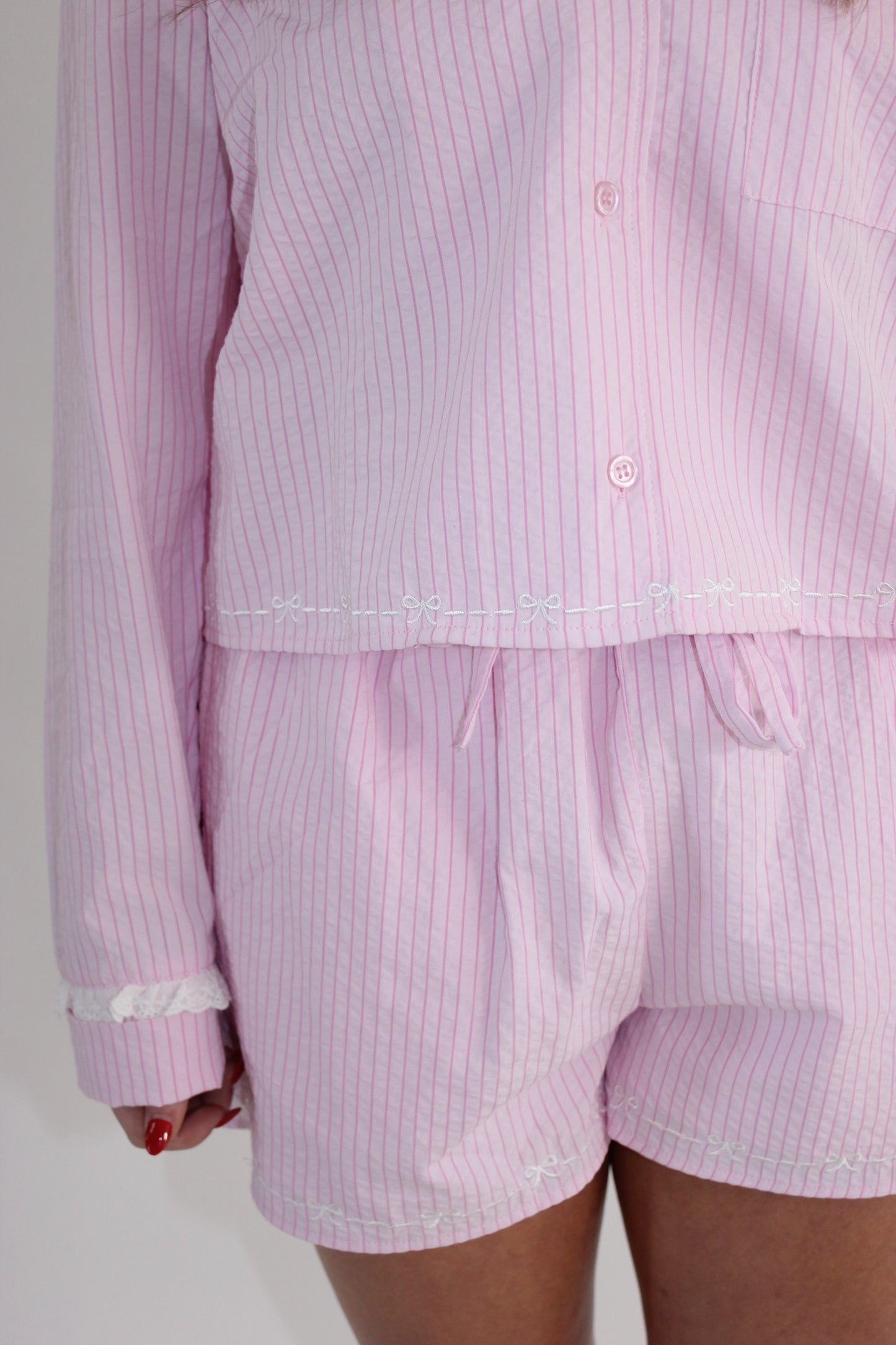 Kamdyn Pajama Set - Lt Pink Close Details