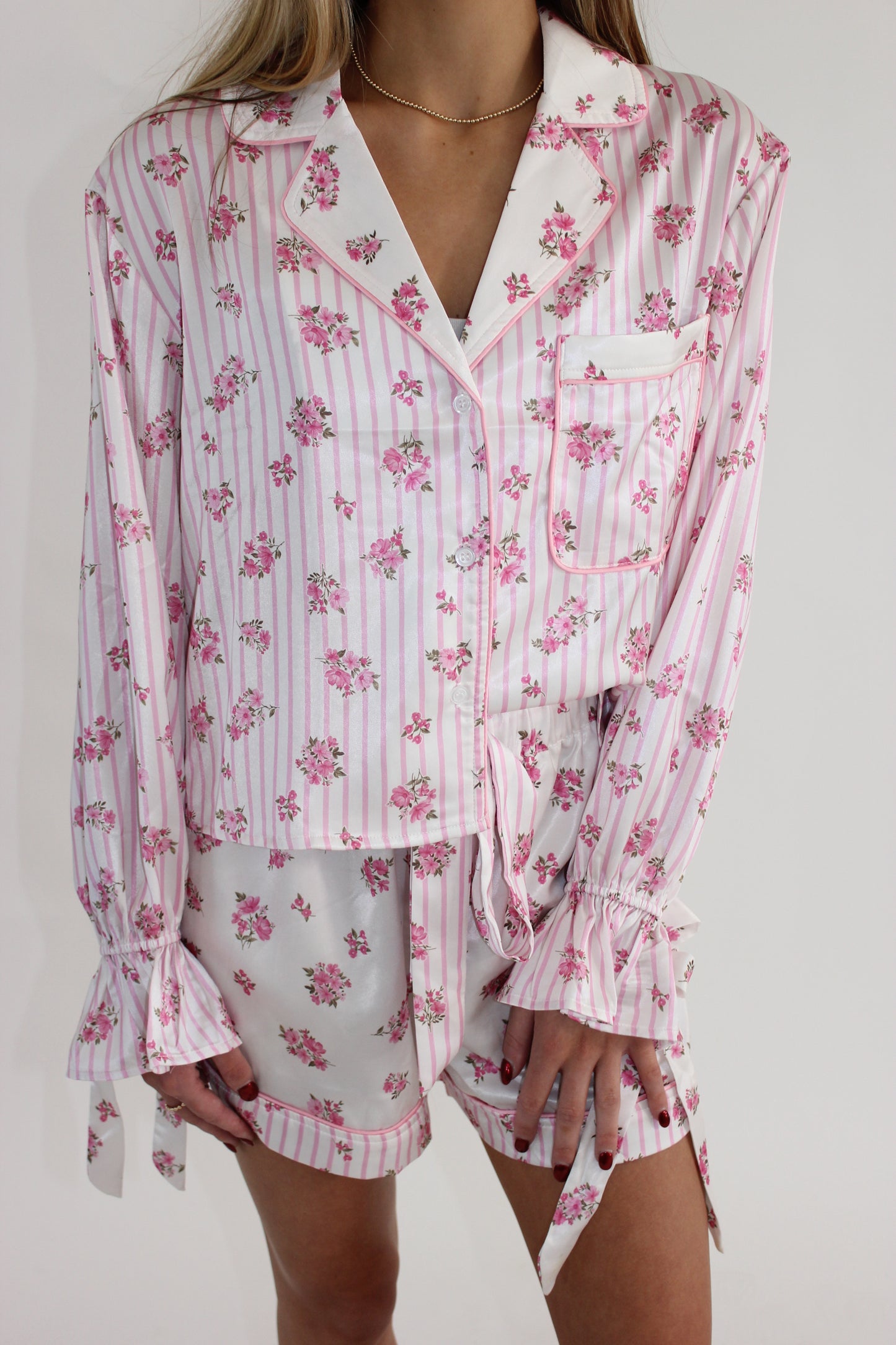 Chase Your Dreams Satin Pajama Set details