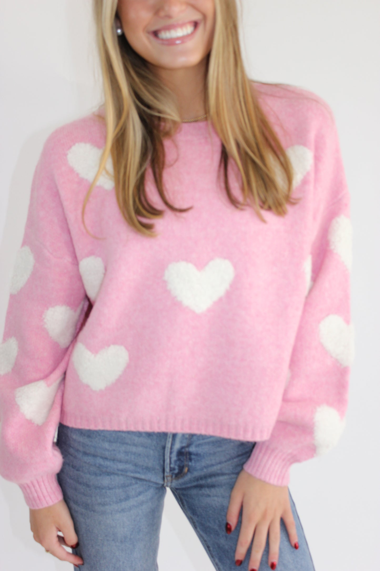 Hadley Pink Heart Sweater details