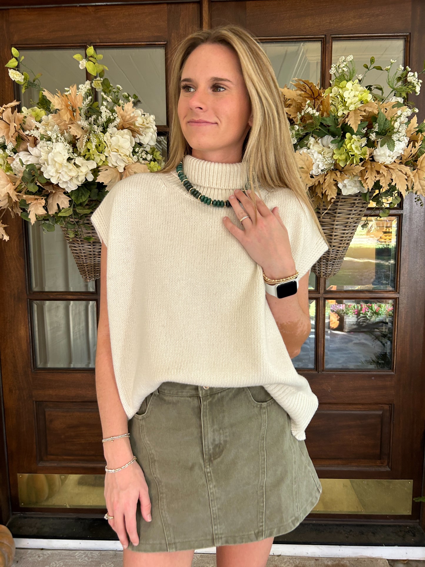 Chunky Beaded Necklace - Green styled