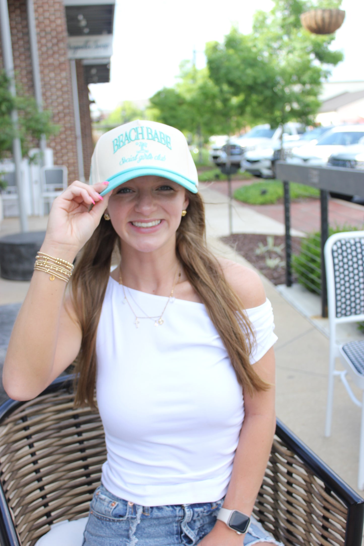 Beach Babe Trucker Hat – Aqua Blue & Cream | Social Girls Club Cap