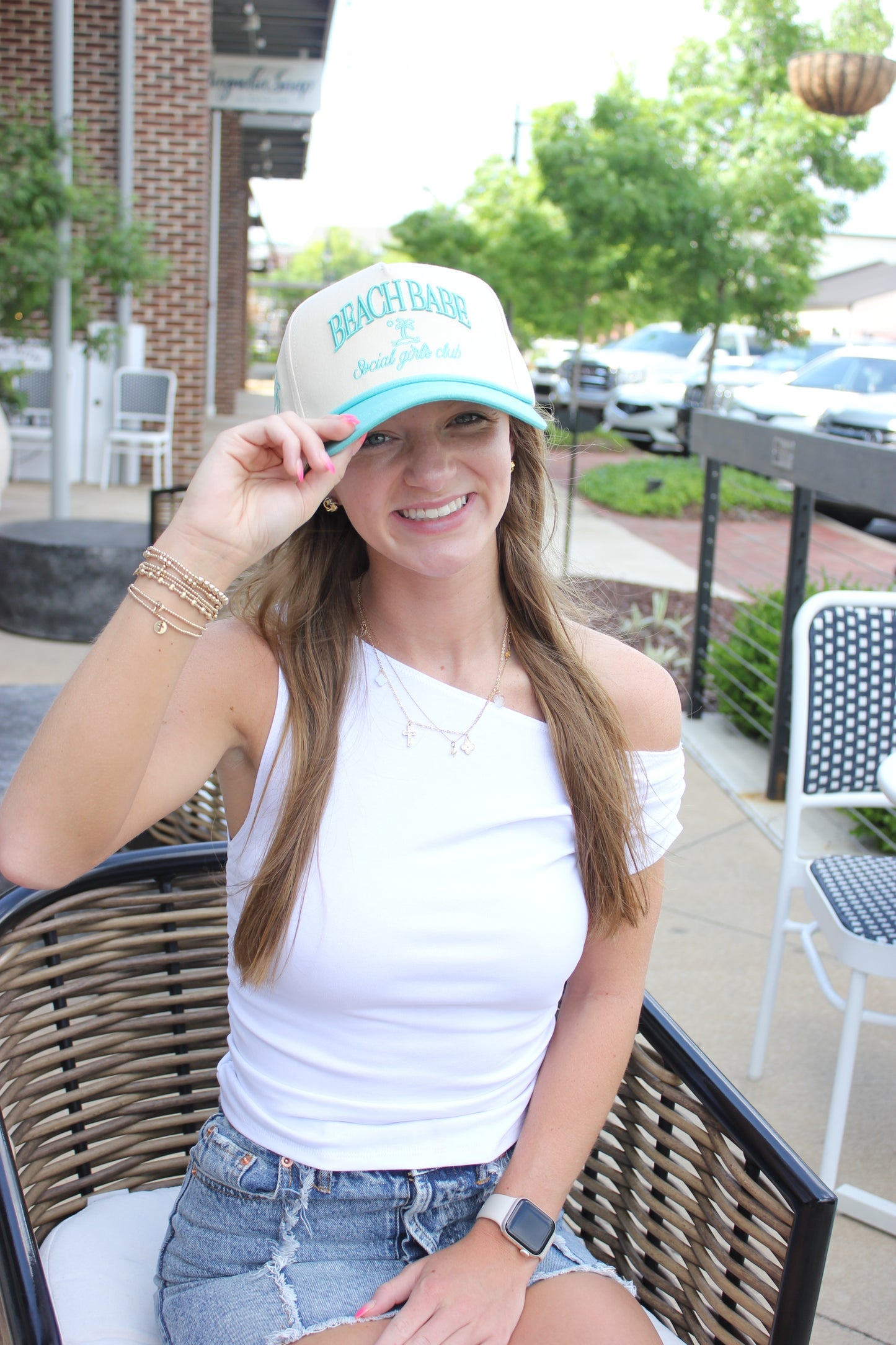 Beach Babe Trucker Hat – Aqua Blue & Cream | Social Girls Club Cap