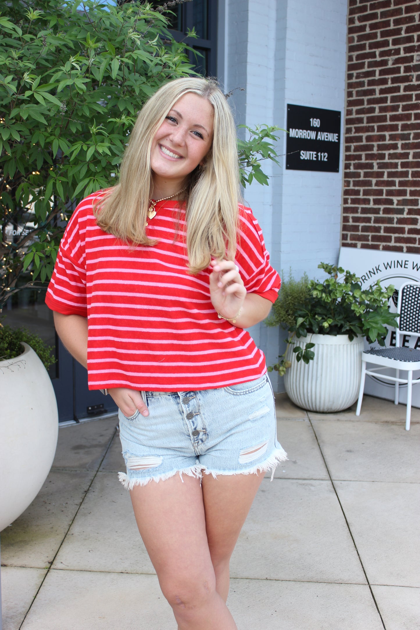 womens-red-white-striped-shirt-and-high-rise-shorts.jpg
