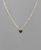 Heart Lock Chain Necklace black