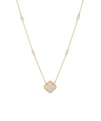 Linked CZ & MOP Clover Pendant Necklace