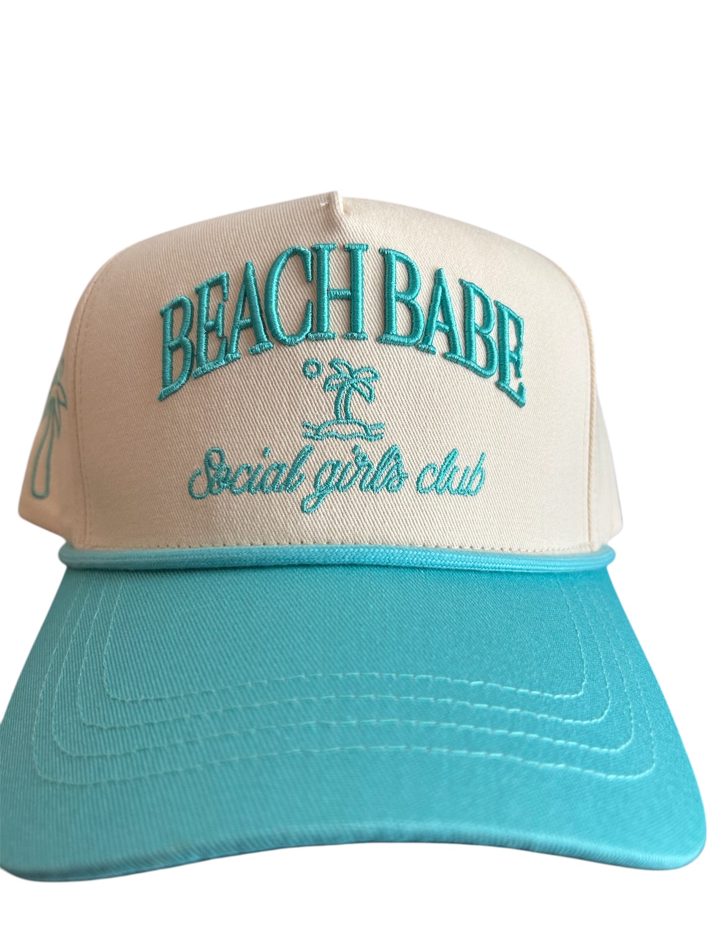 Beach Babe Trucker Hat – Aqua Blue & Cream | Social Girls Club Cap