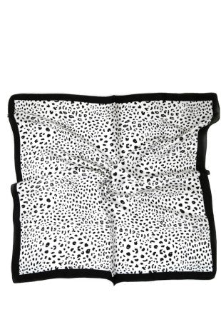 Black & White Leopard Print Silk Square Scarf - Anderson Ave boutique