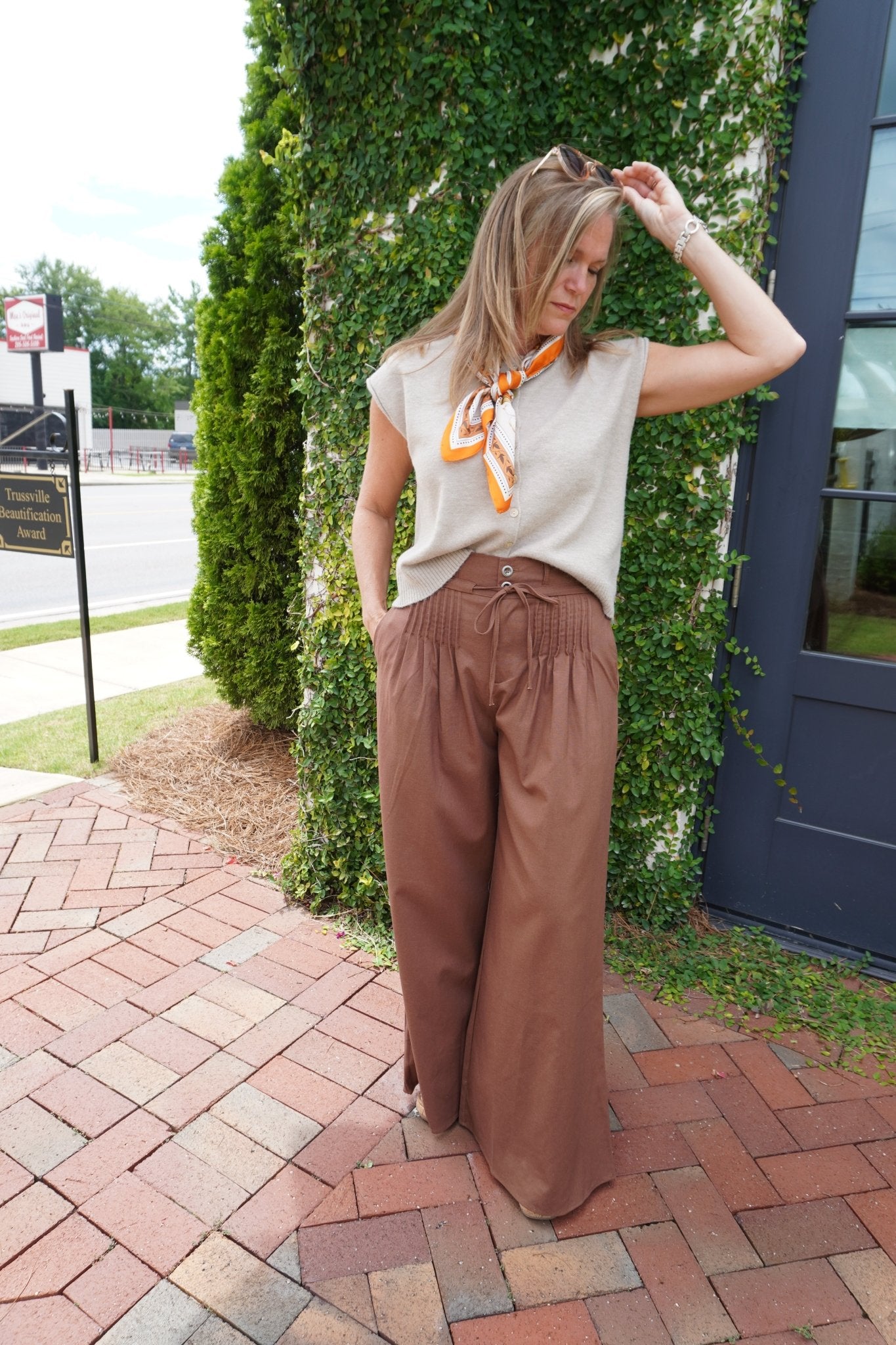 Chocolate Brown High Waist Wide Leg Pants - Anderson Ave boutique