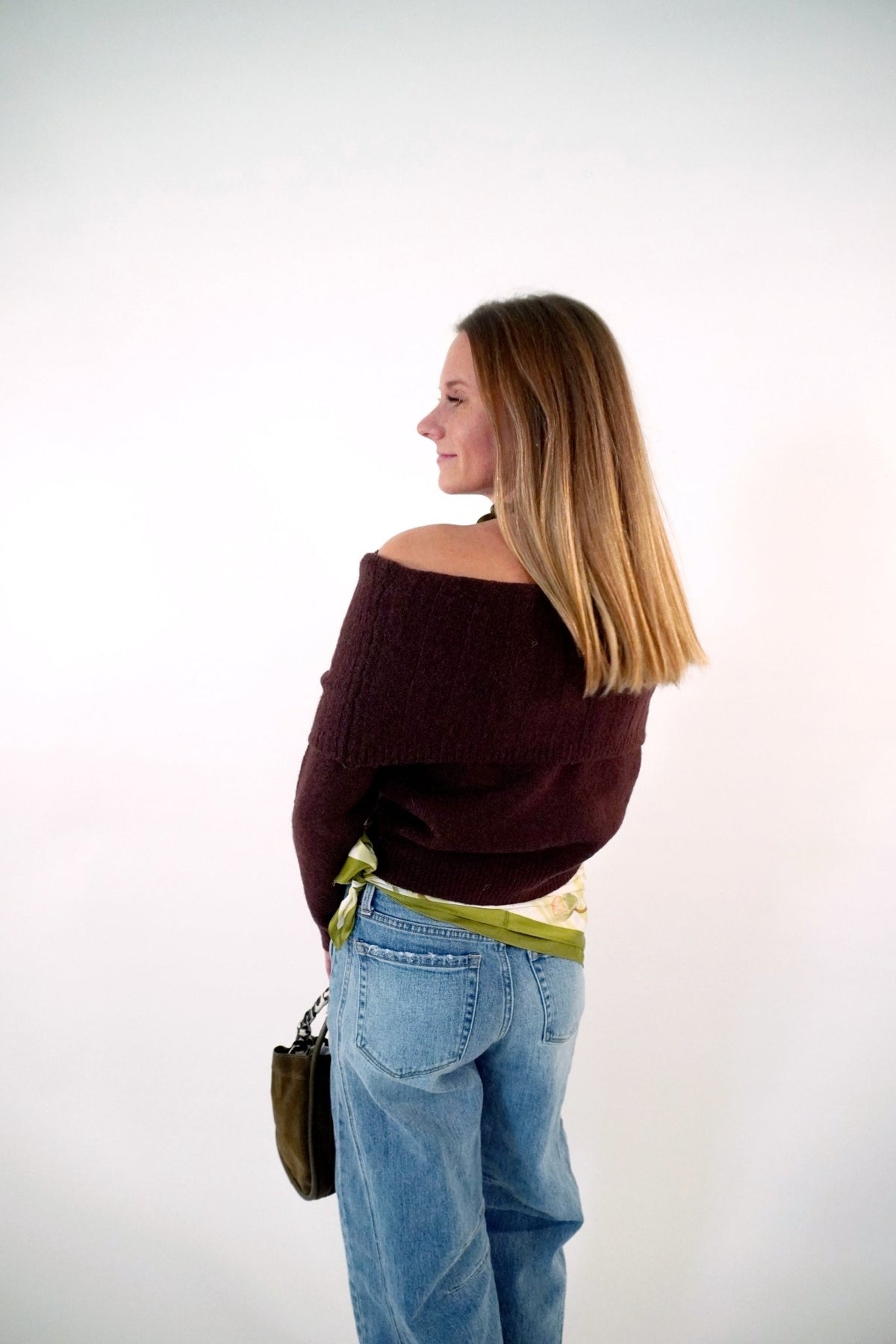 Chocolate Brown Off-Shoulder Sweater - Anderson Ave boutique