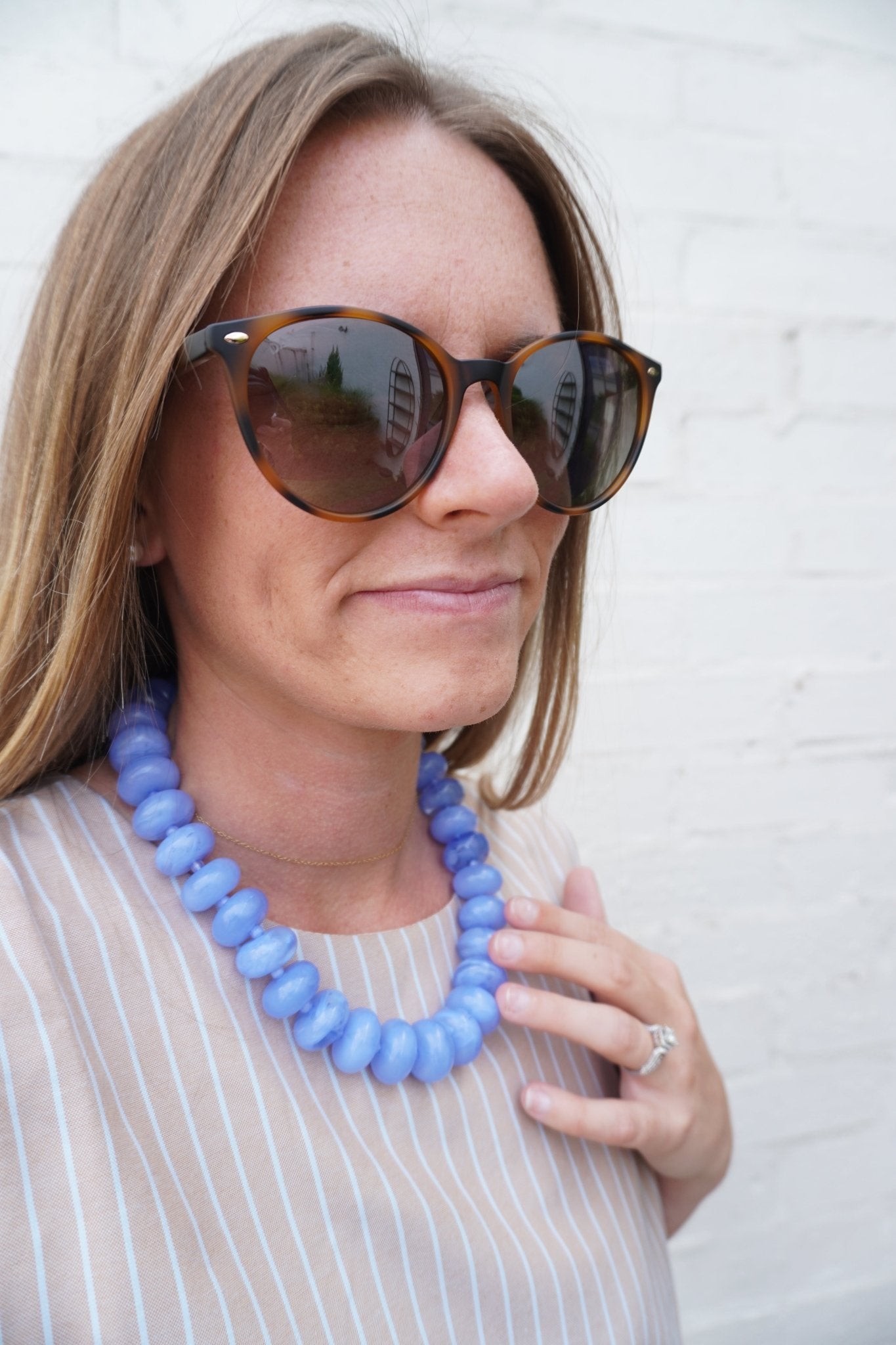 Chunky Beaded Necklace- Light Blue - Anderson Ave boutique