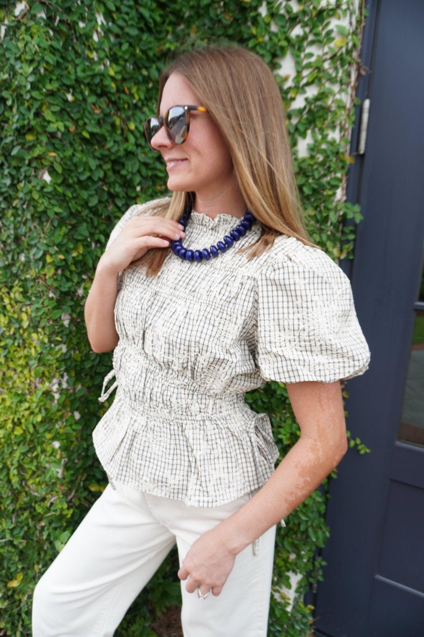 Chunky Beaded Necklace- Navy - Anderson Ave boutique