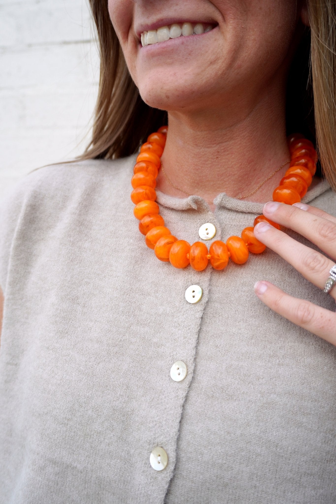 Chunky Beaded Necklace- Orange - Anderson Ave boutique
