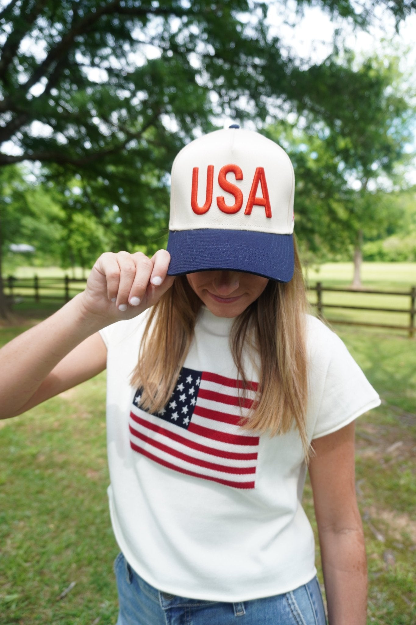 Classic USA Retro Patriotic Hat – Vintage Red, White & Blue - Anderson Ave boutique