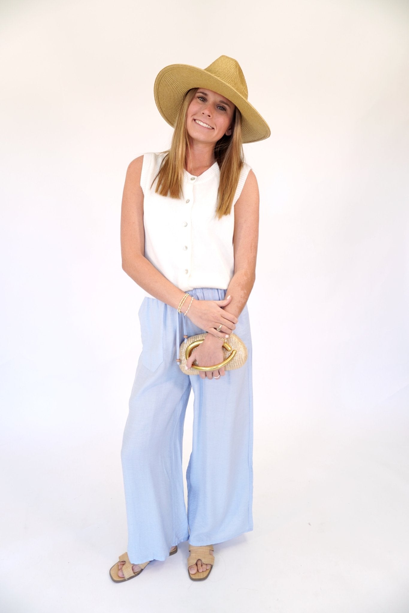 Coastal Breeze Wide Leg Woven Pants – Relaxed Drawstring Fit - Anderson Ave boutique
