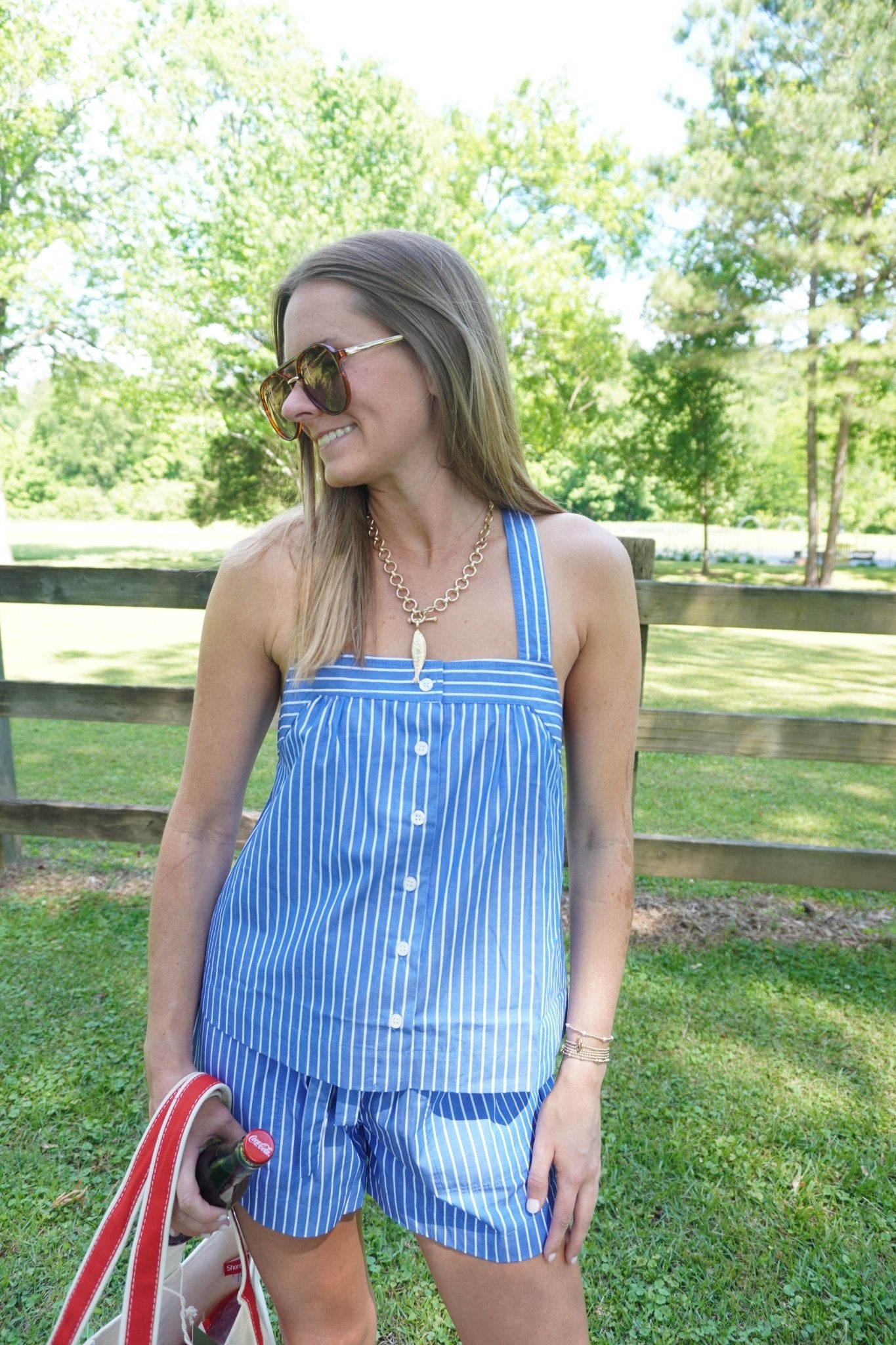 Coastal Stripe Set - Cobalt Blue / White - Anderson Ave boutique