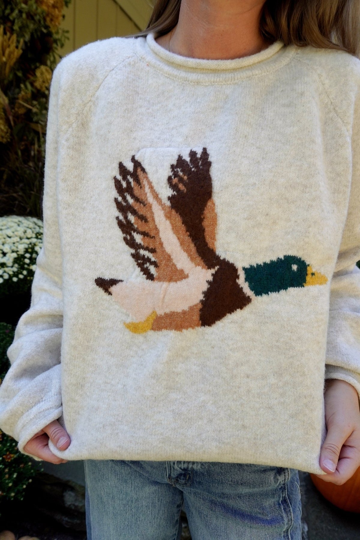 Cozy Mallard Graphic Sweater – Oatmeal - Anderson Ave boutique
