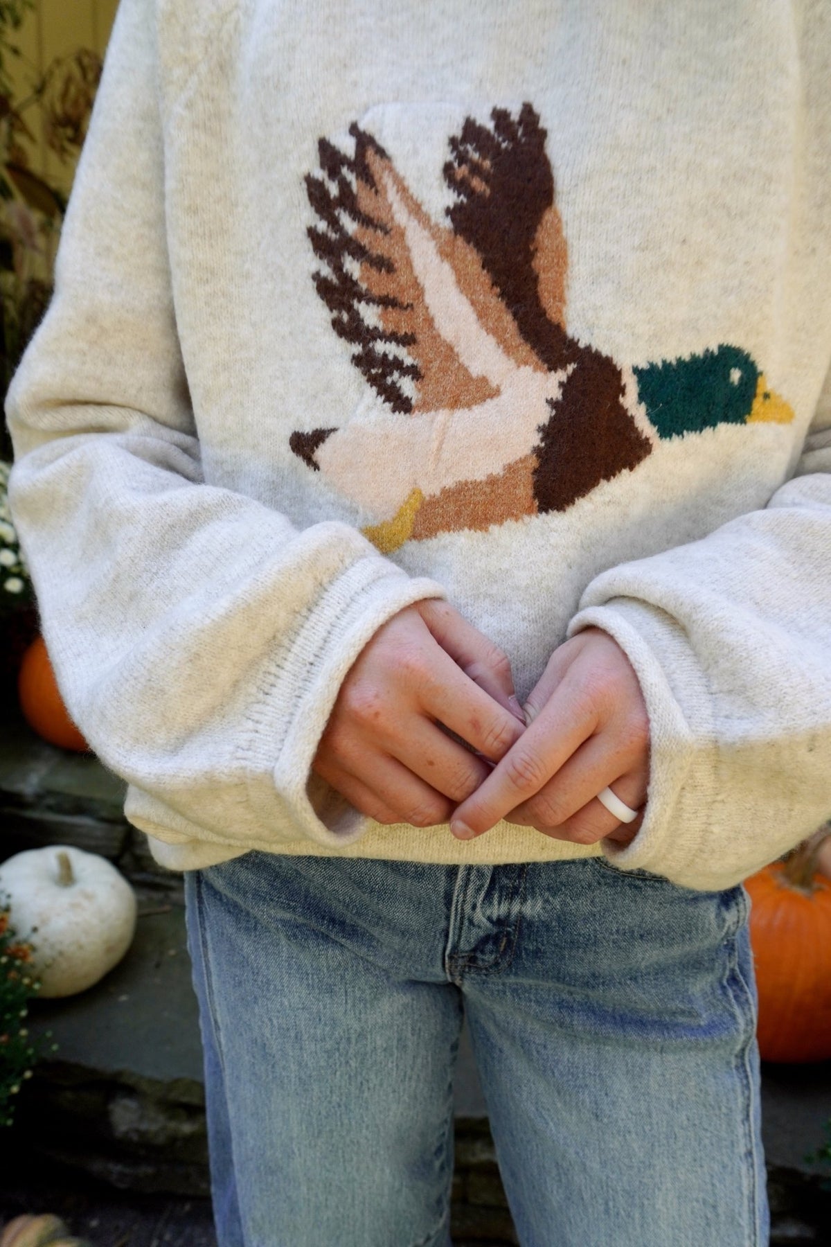 Cozy Mallard Graphic Sweater – Oatmeal - Anderson Ave boutique