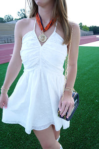 Eyelet Halter Dress – White - Anderson Ave boutique