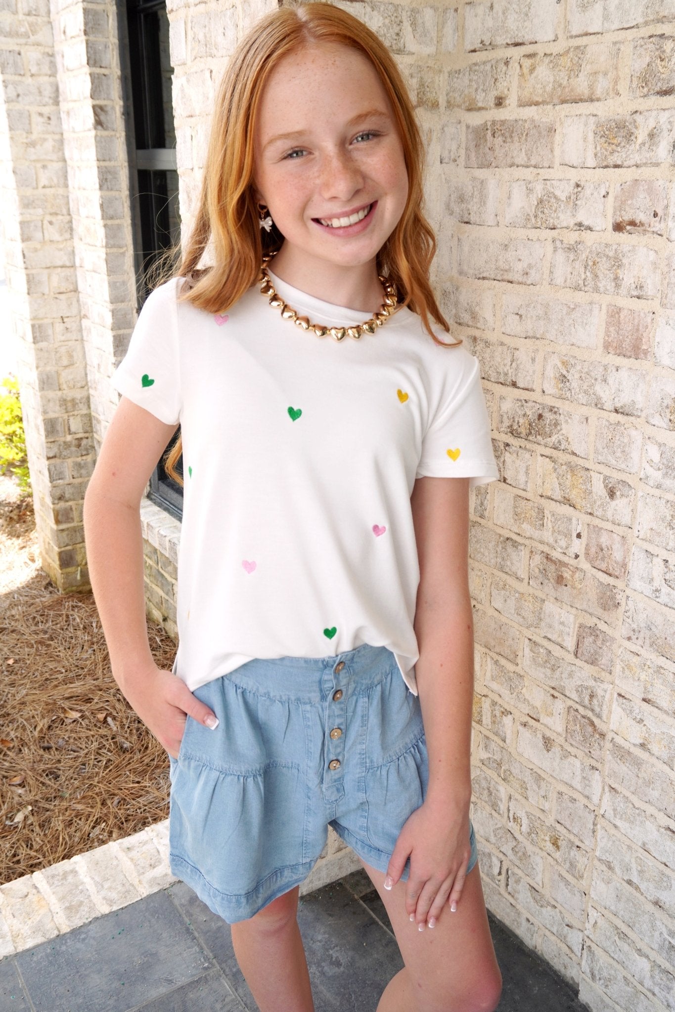 Girls Button Detail Tiered Wideleg Tencel Shorts - Anderson Ave boutique