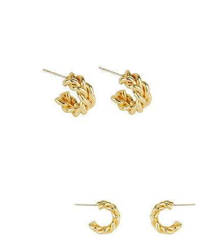 Gold Braid Textured Hoops - Anderson Ave boutique