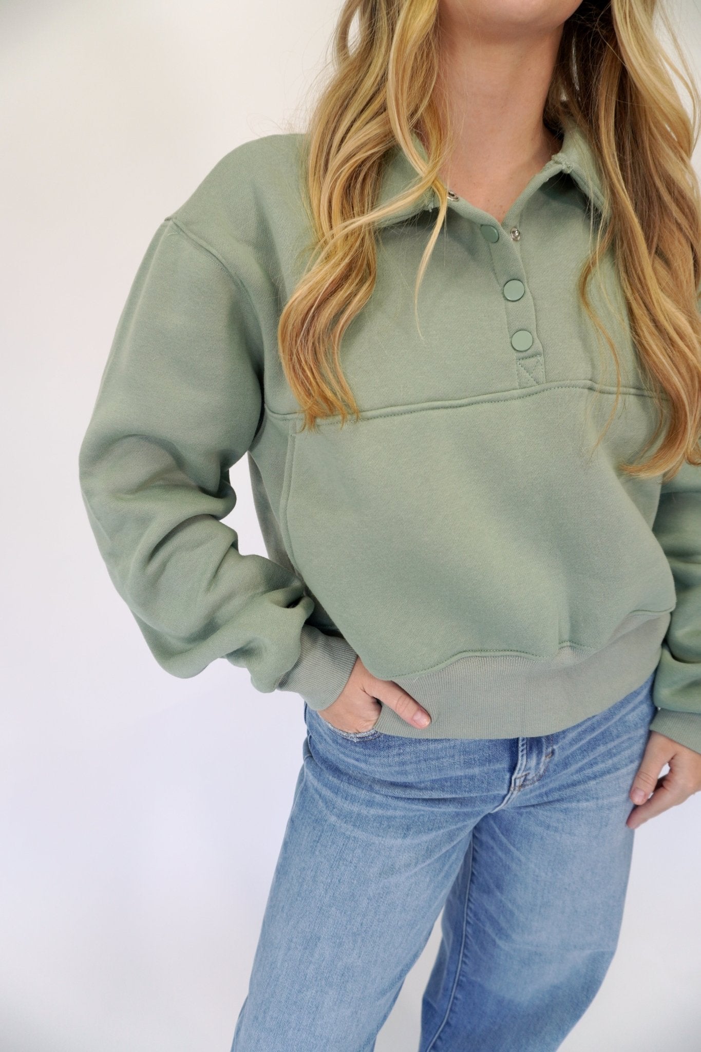 Grace Boutique Pullover Sweatshirt - Sage Green - Anderson Ave boutique