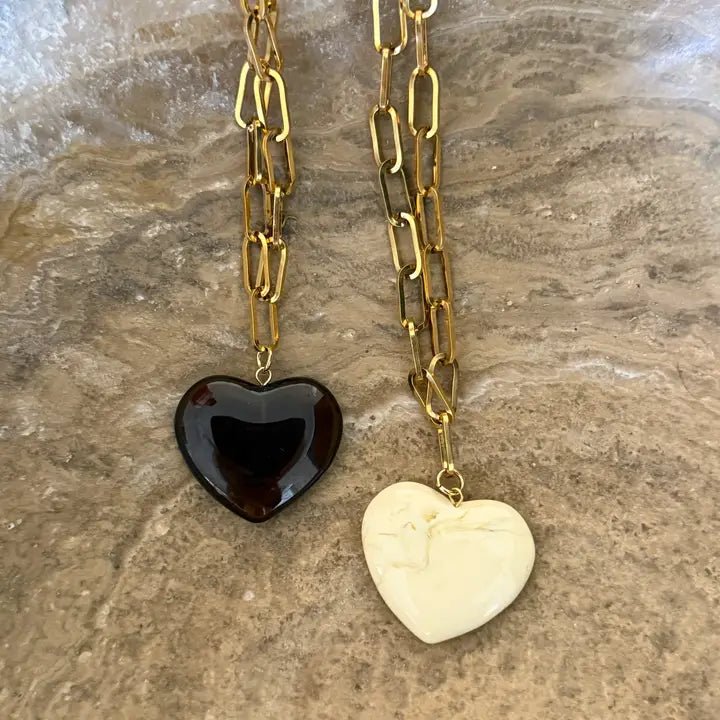 Harlow Gold Heart Pendant Necklace – Adjustable Charm Necklace - Anderson Ave boutique