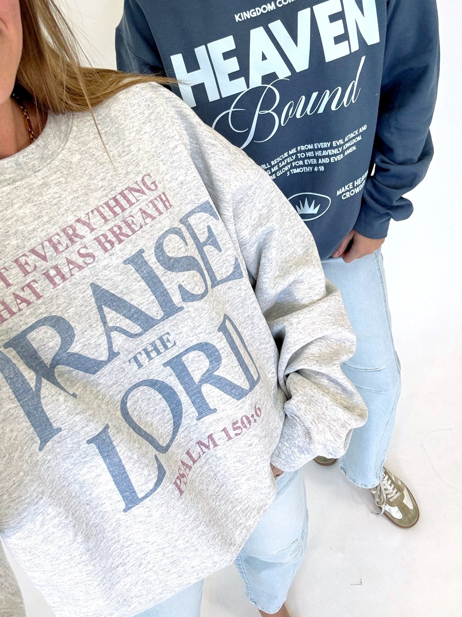 Heaven Bound Faith Based Graphic Sweatshirt – Navy Blue - Anderson Ave boutique