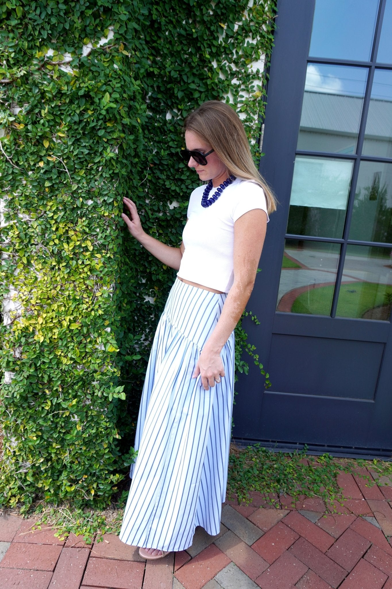 Light Blue and Navy Stripped Maxi Skirt - Anderson Ave boutique