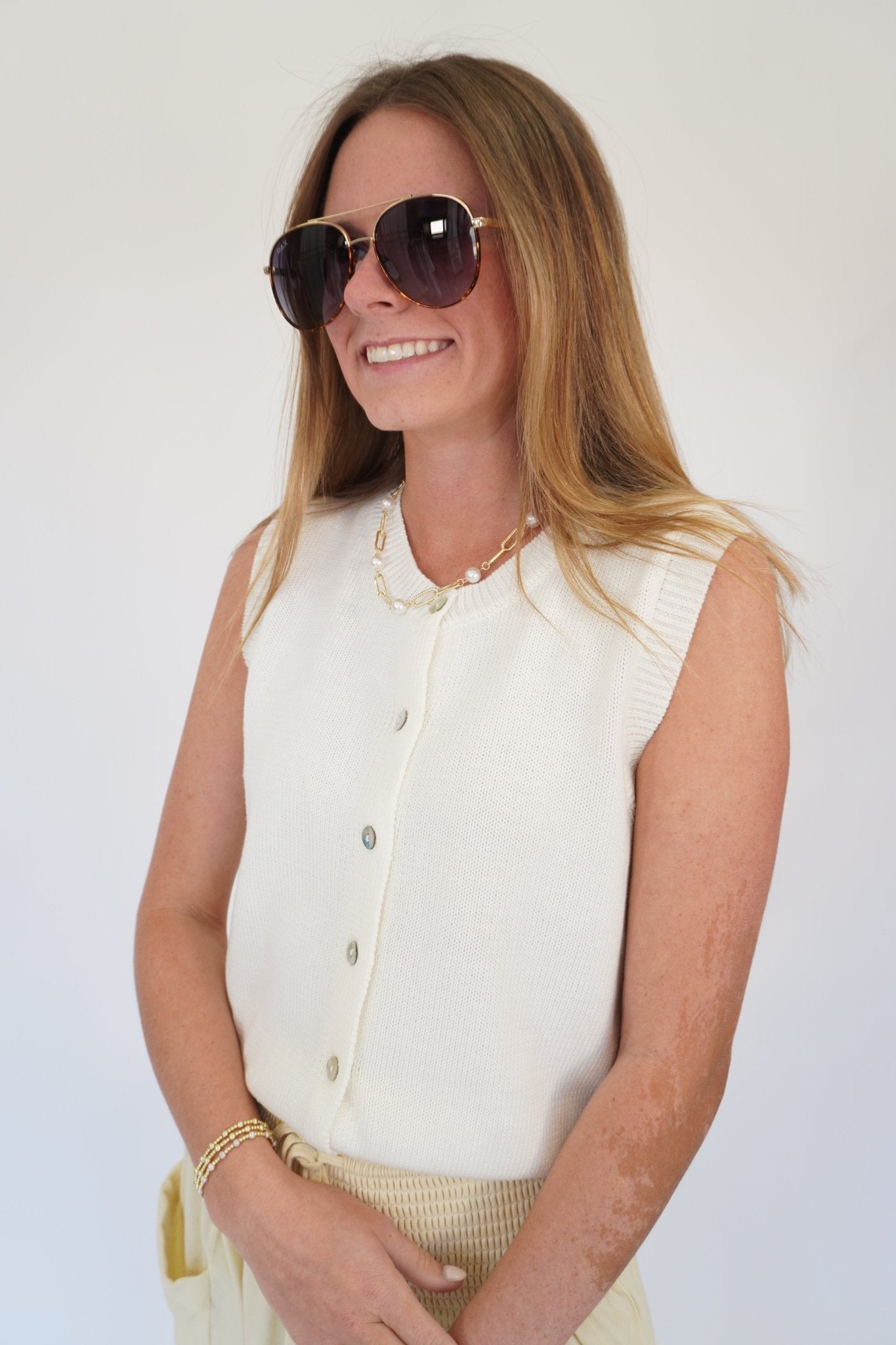 Luxe Ribbed Cropped Knit Vest – Chic Button - Up Sleeveless Cardigan - Anderson Ave boutique