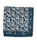 Navy and Teal Paisley Print Satin Square Scarf - Anderson Ave boutique