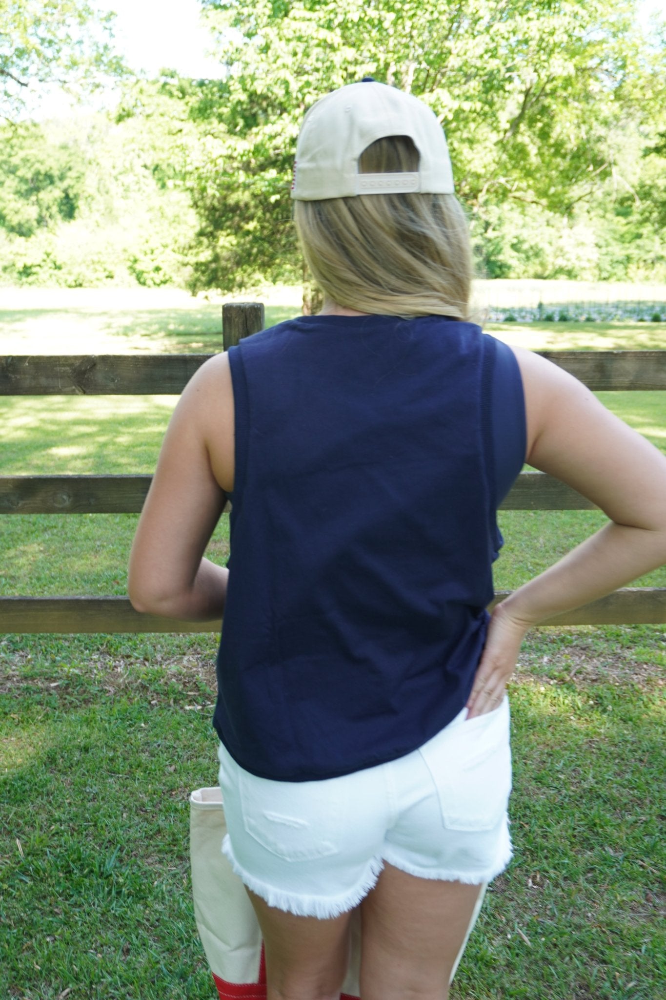 Navy Lobster Patch Tank - Anderson Ave boutique