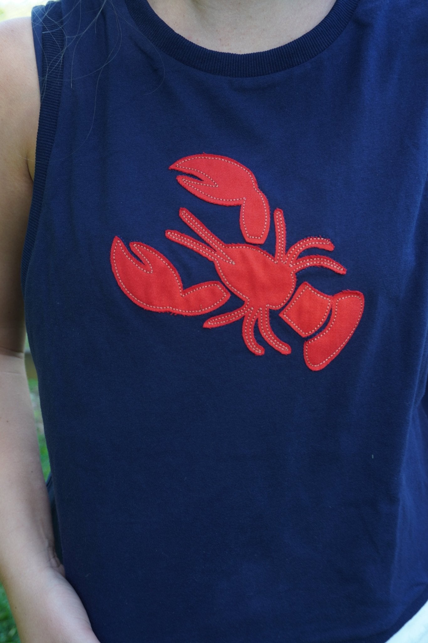 Navy Lobster Patch Tank - Anderson Ave boutique