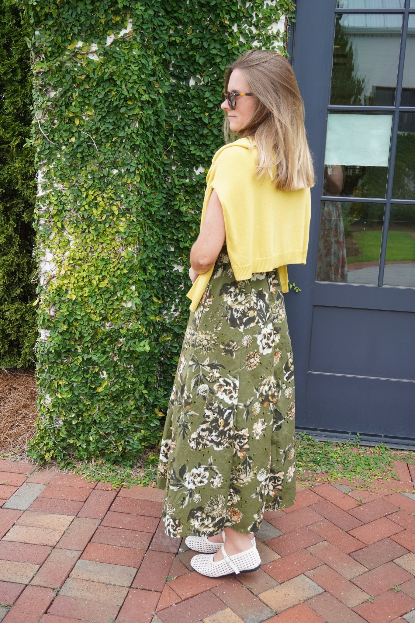 Olive Floral Belted Midi Dress - Anderson Ave boutique