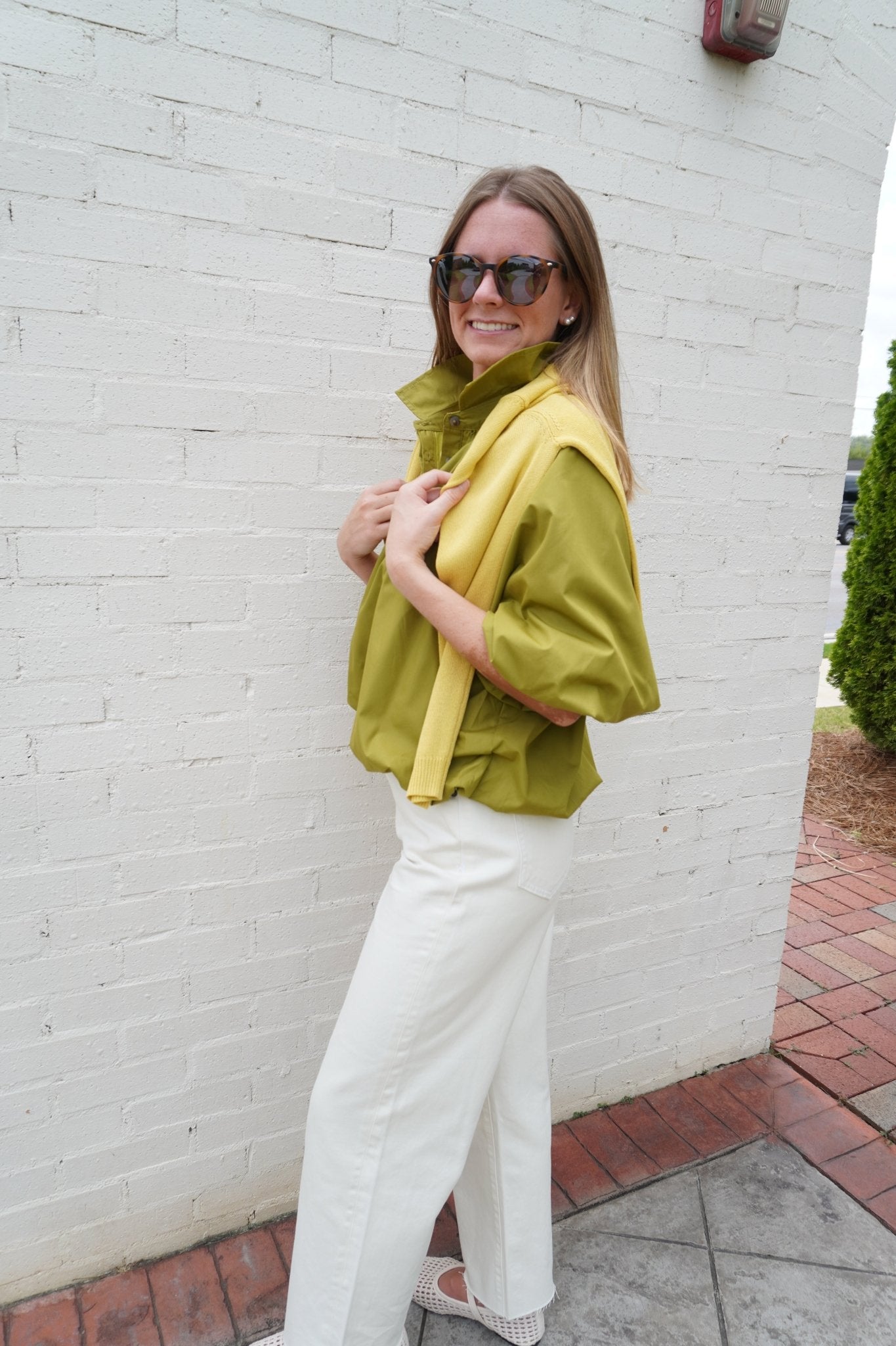 Olive Gathered Balloon Sleeve Blouse - Anderson Ave boutique