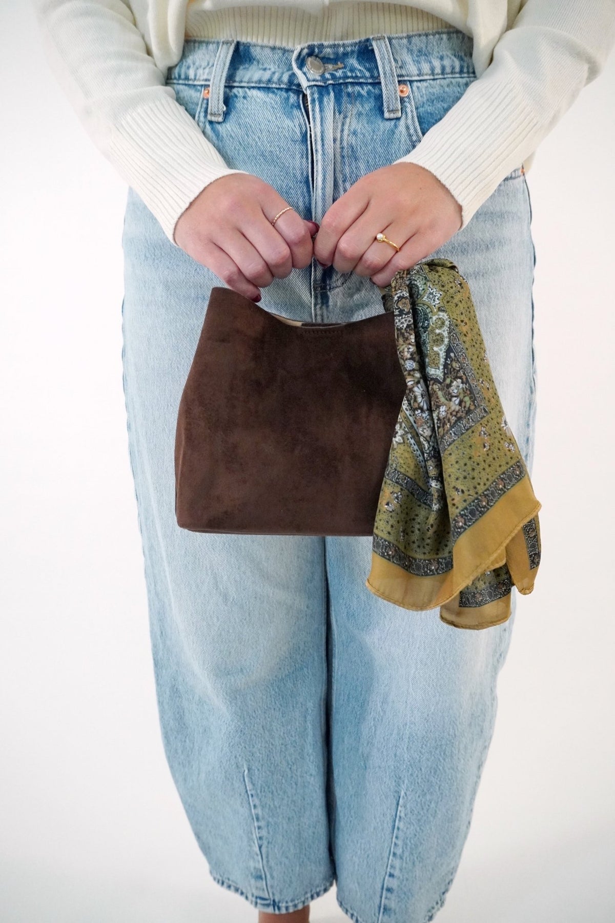 Olive Green and Camel Paisley Print Satin Square Scarf - Anderson Ave boutique