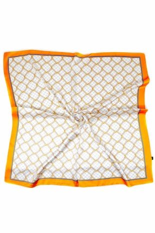 Orange Vintage Diamond Print Silk Square Scarf - Anderson Ave boutique