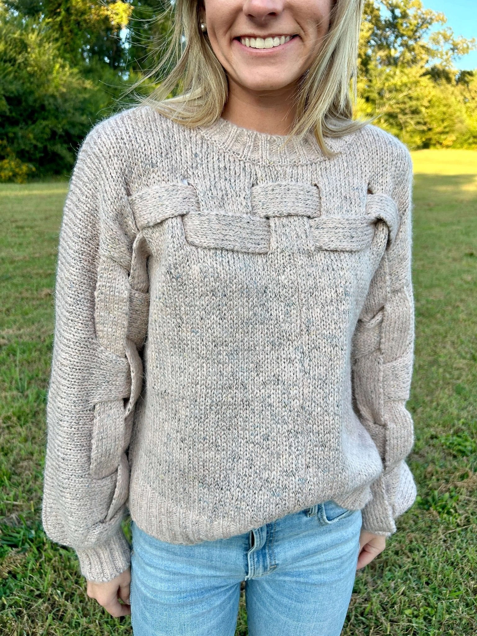 Penelope Criss Cross Pattern Sweater - Anderson Ave boutique