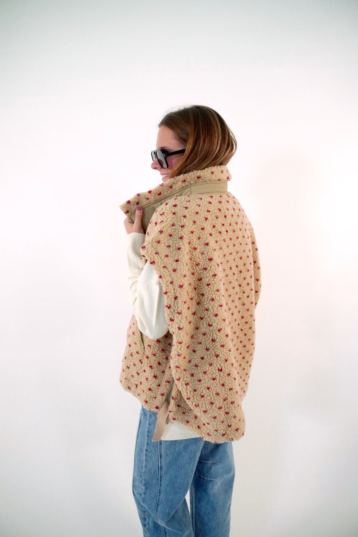 Polka Dot Sherpa Vest - Anderson Ave boutique