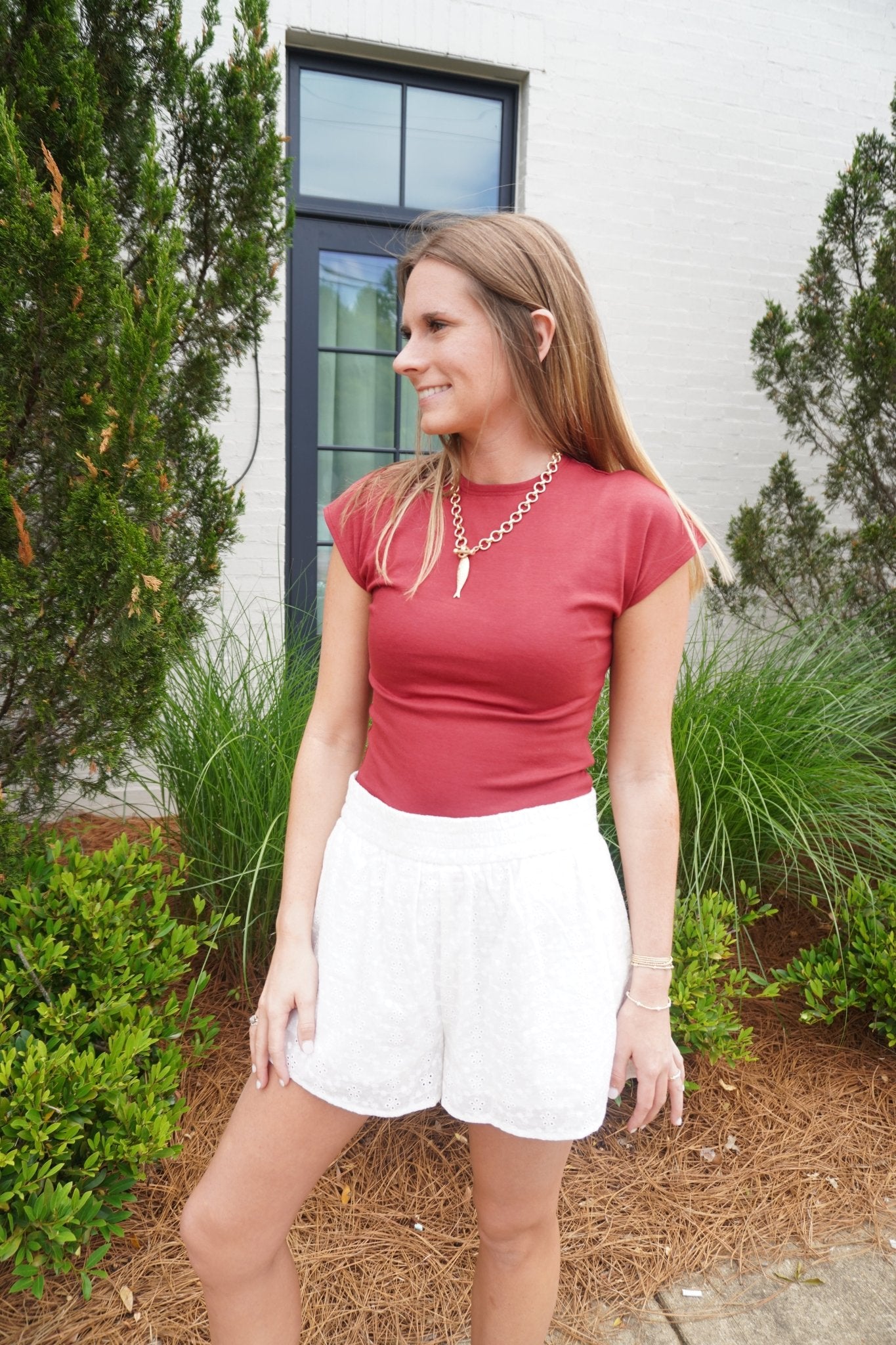 Red Fitted Cropped Cap Sleeve Top - Anderson Ave boutique