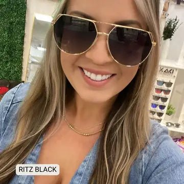 Ritz - Unisex Polarized Large Hair Friendly Aviator Gold - Anderson Ave boutique