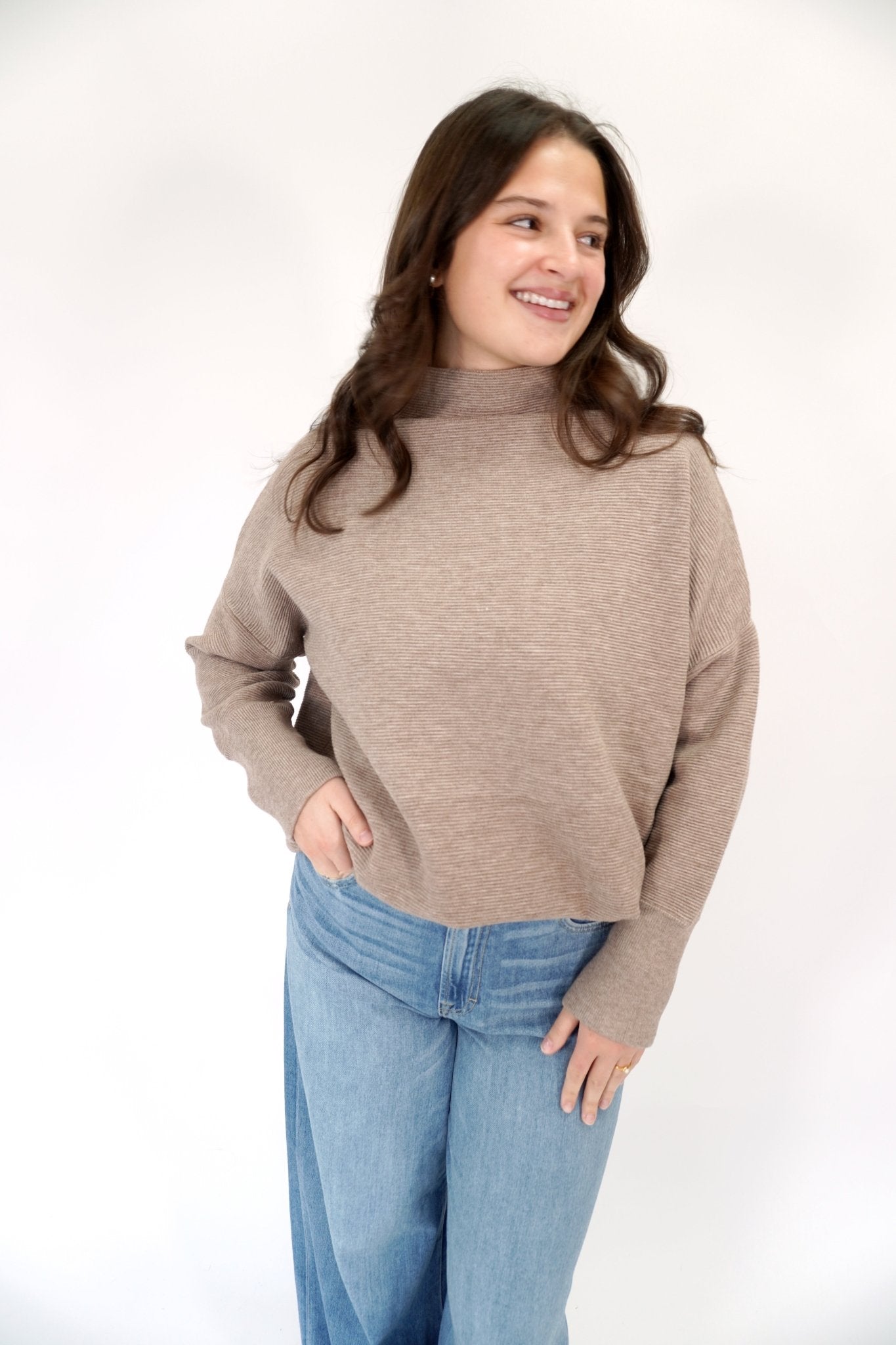 Sienna Mocha Relaxed Tunic Sweater - Anderson Ave boutique