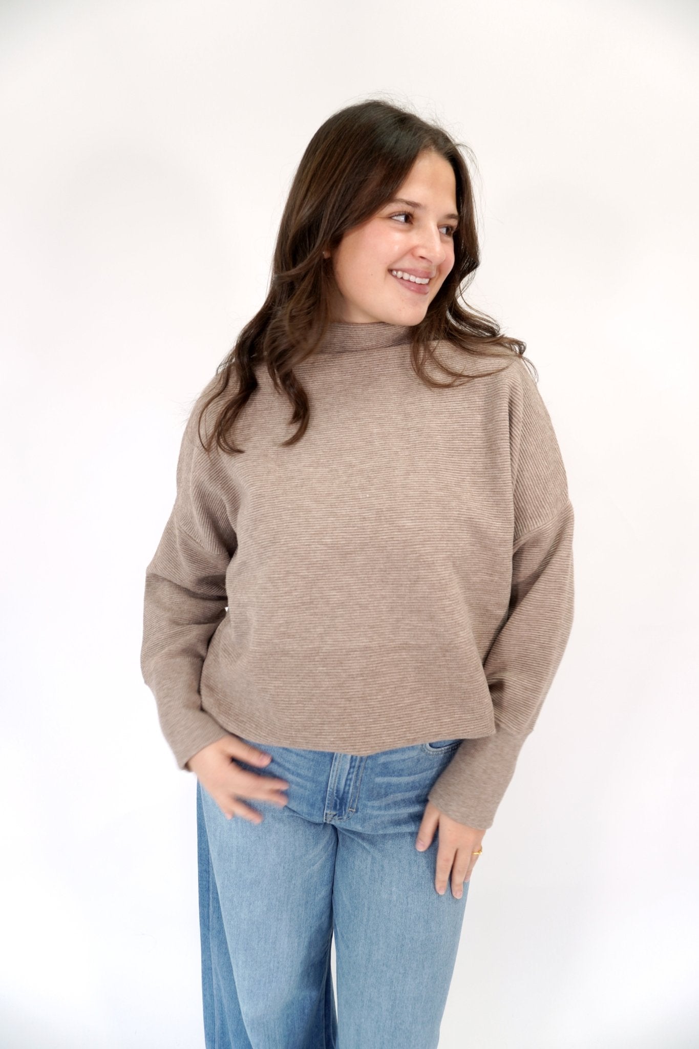 Sienna Mocha Relaxed Tunic Sweater - Anderson Ave boutique